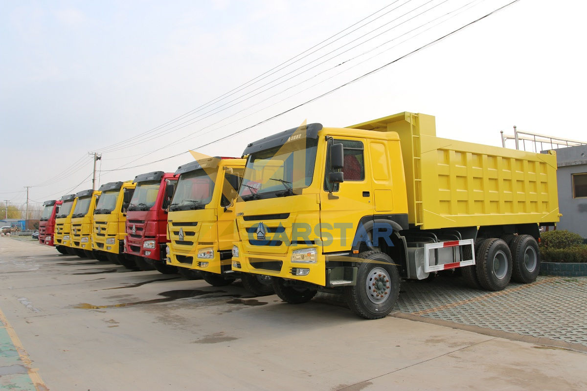 Bulk delivery of dump trucks ordered by customers in Ghana 